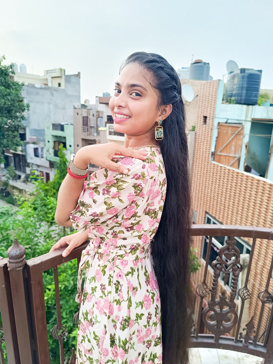 Richa's Choice- Peach Floral Dress