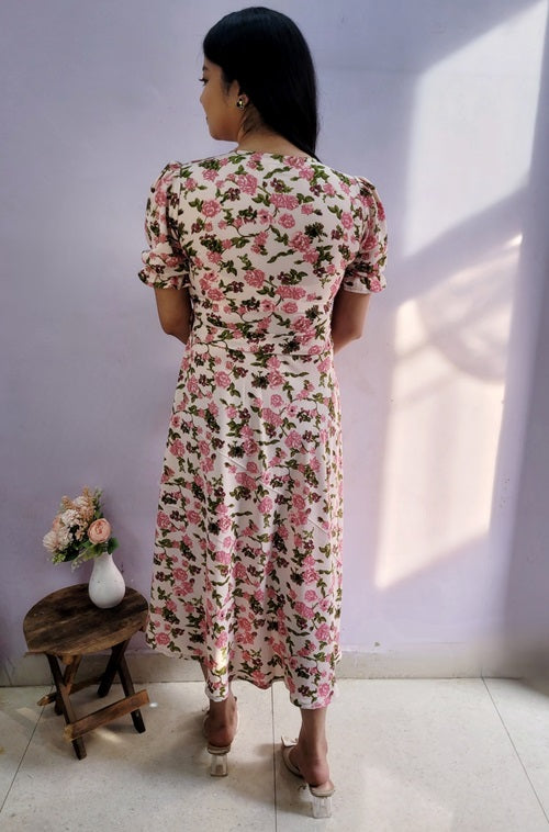 Richa's Choice- Peach Floral Dress
