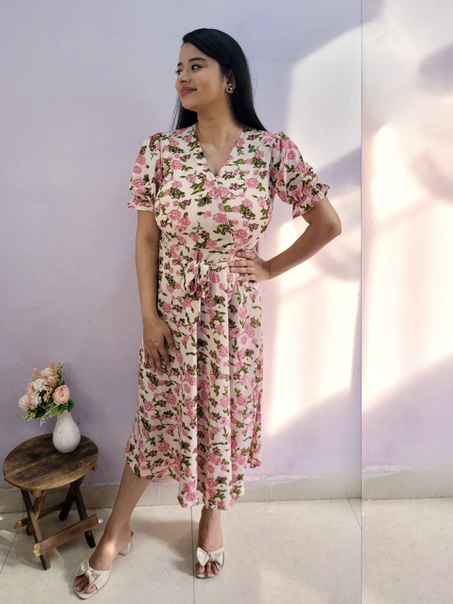 Richa's Choice- Peach Floral Dress