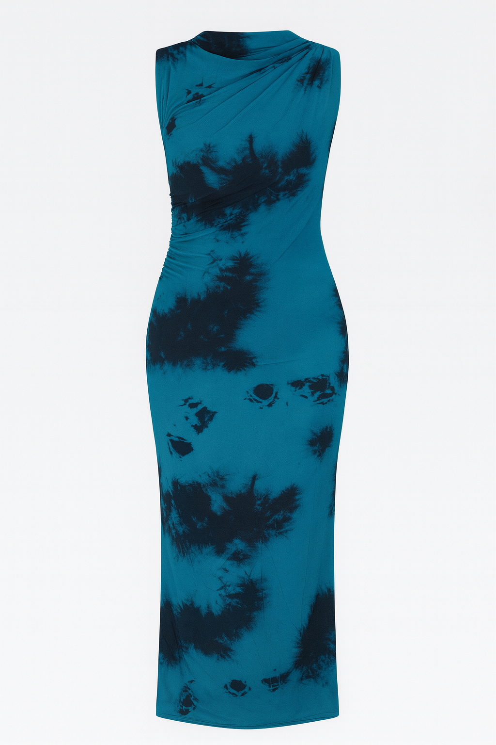 Blue Turtle Neck Mesh Dress