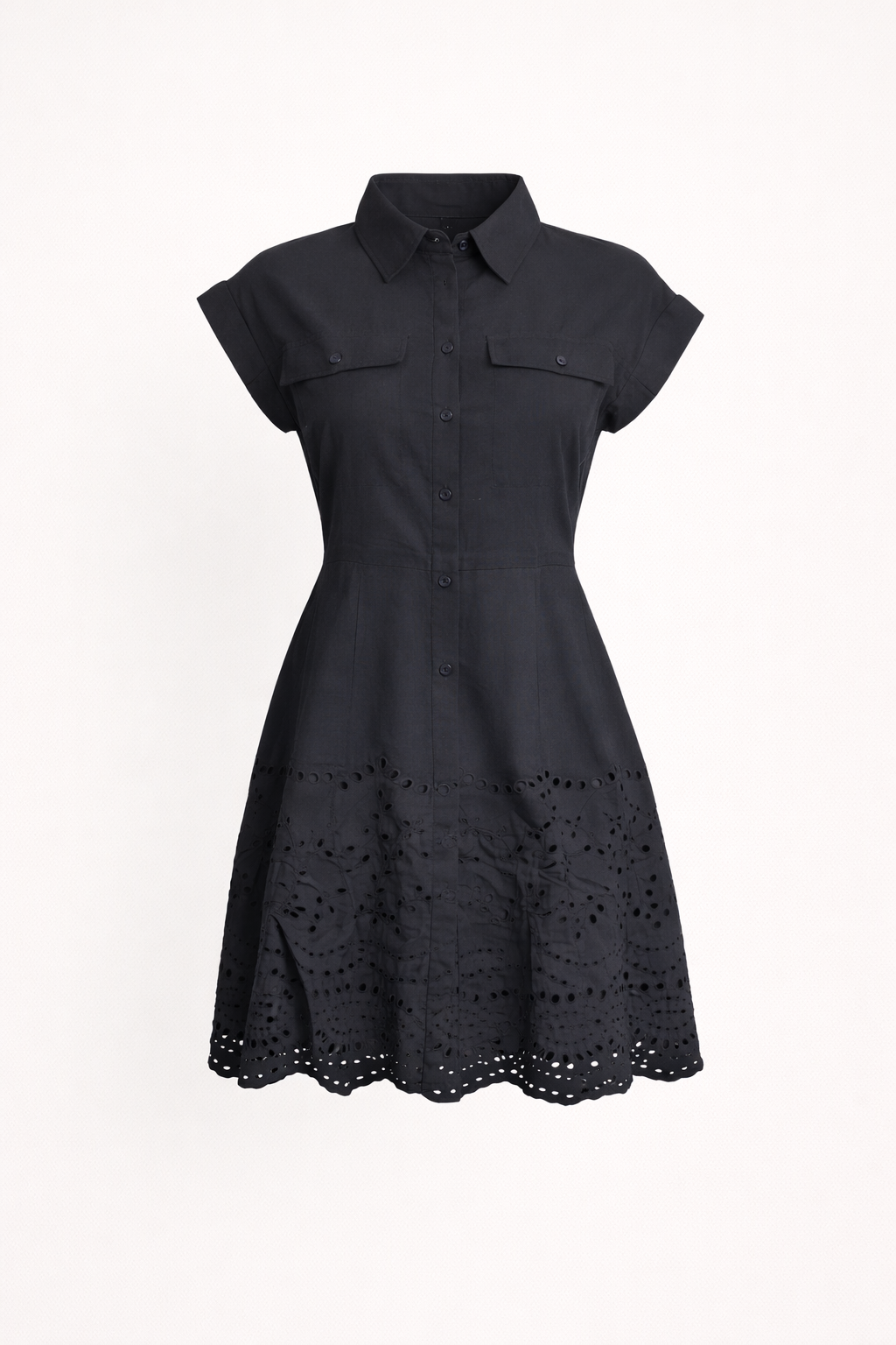 Black Cotton Shirt Dress