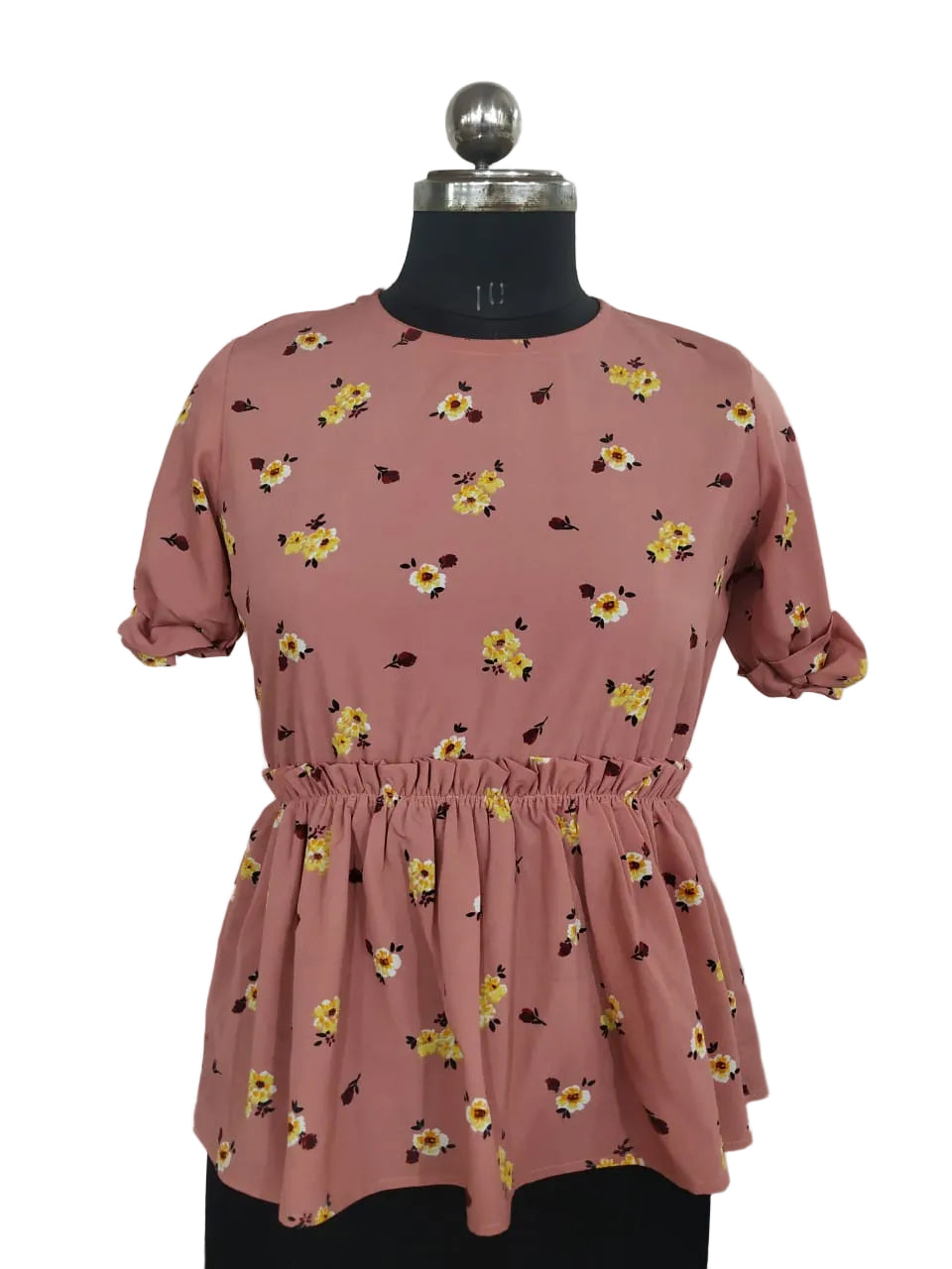 Peach Floral Peplum Top
