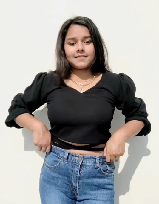 Nisha's Choice- Black Knot Crop Top