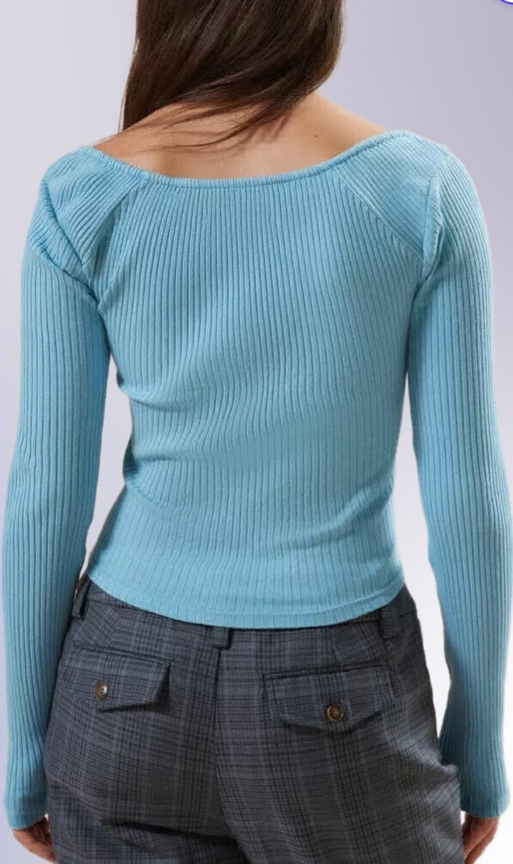 Laced Ribbed Full Sleeves Top