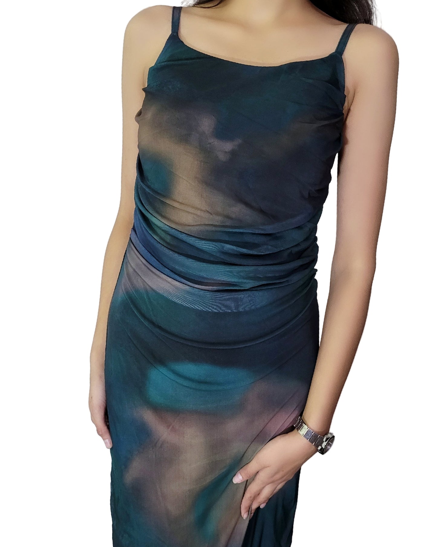 Bottle Green Mesh Dress