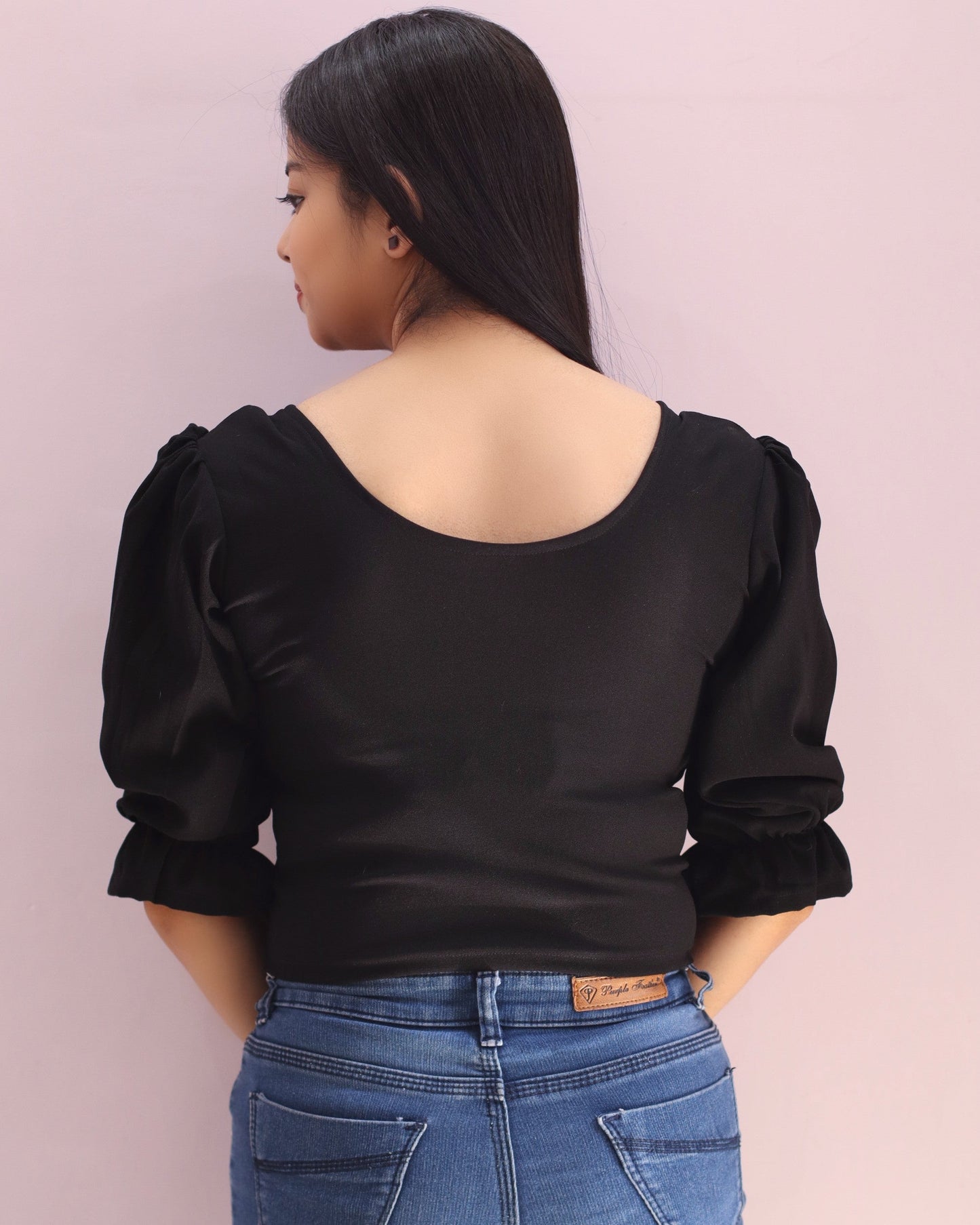 Nisha's Choice- Black Knot Crop Top