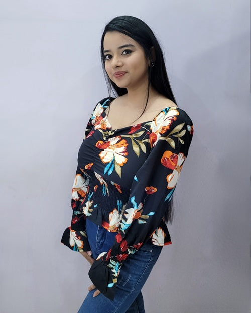 Black Floral Top