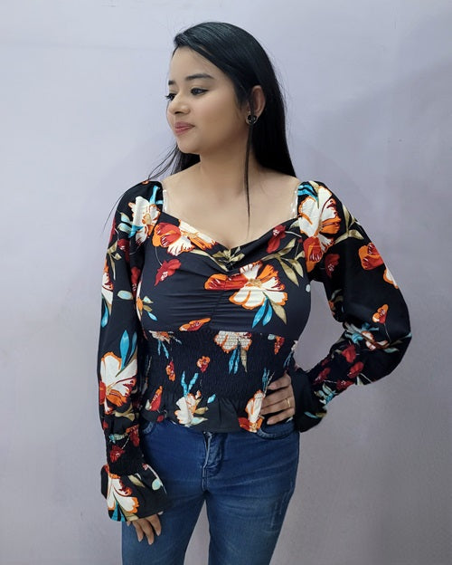 Black Floral Top