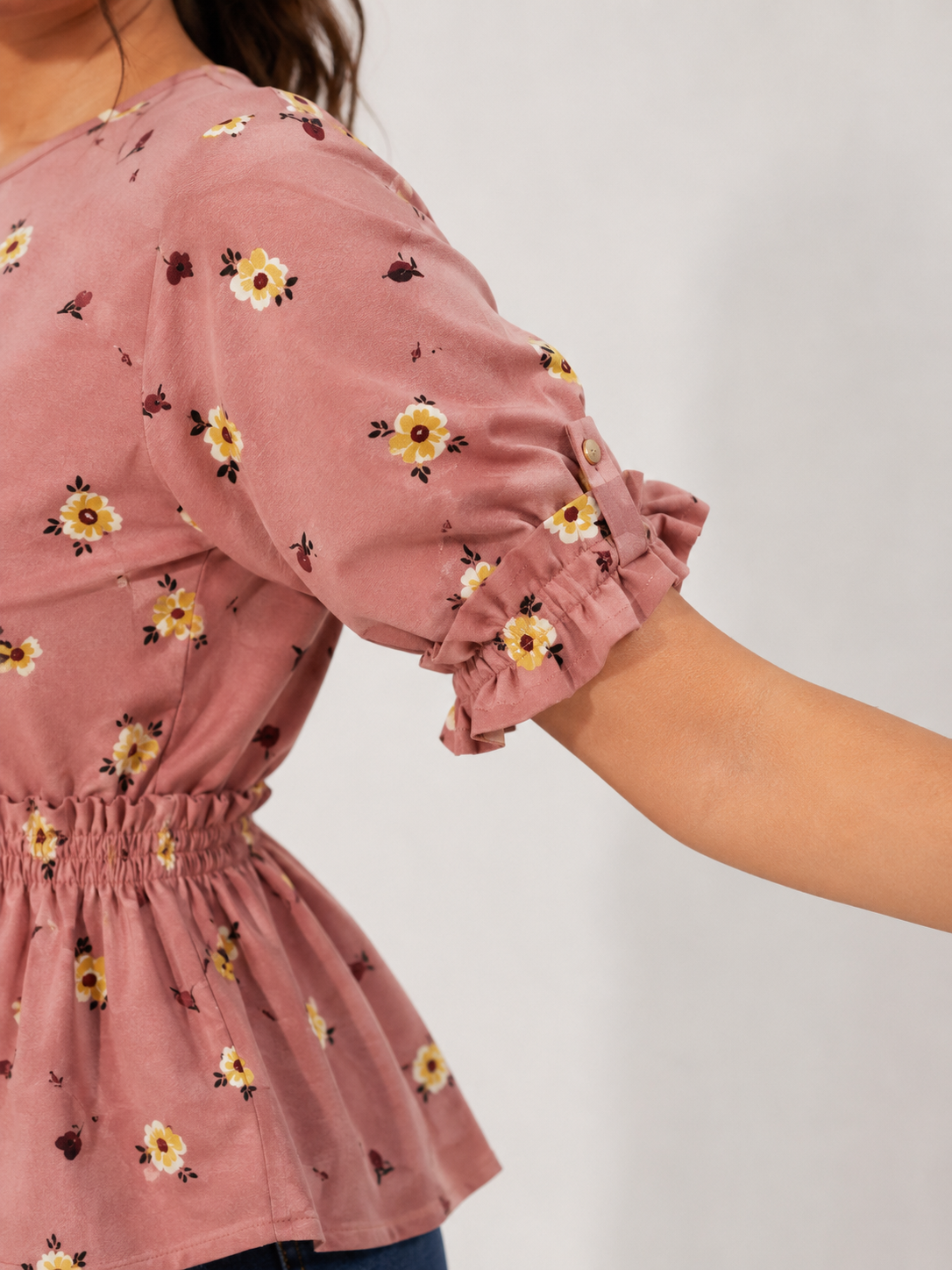 Peach Floral Peplum Top