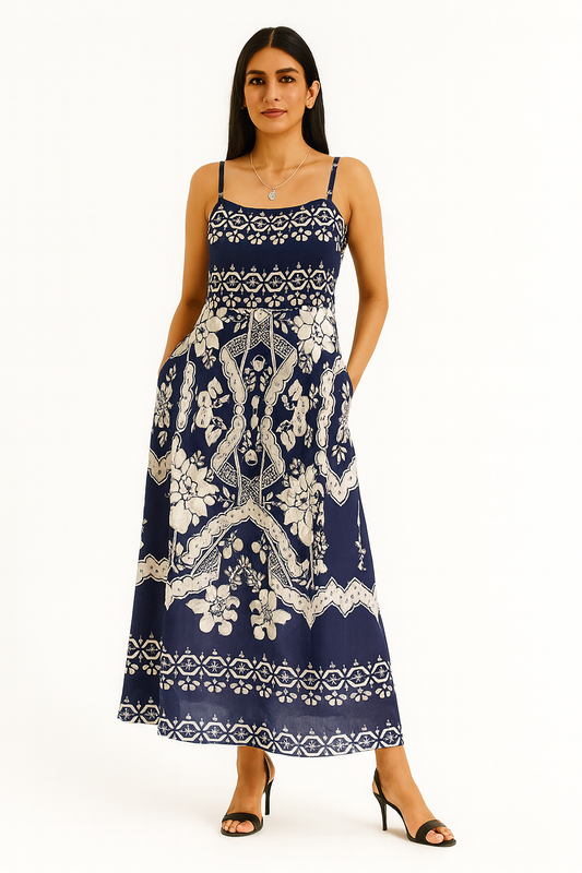 Navy Blue Cotton Dress