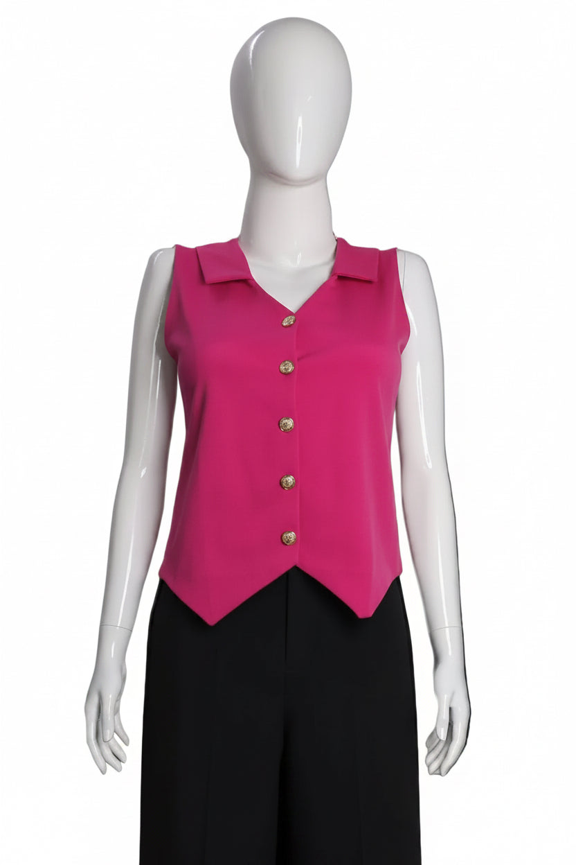 Fuchsia Pink Waistcoat Top